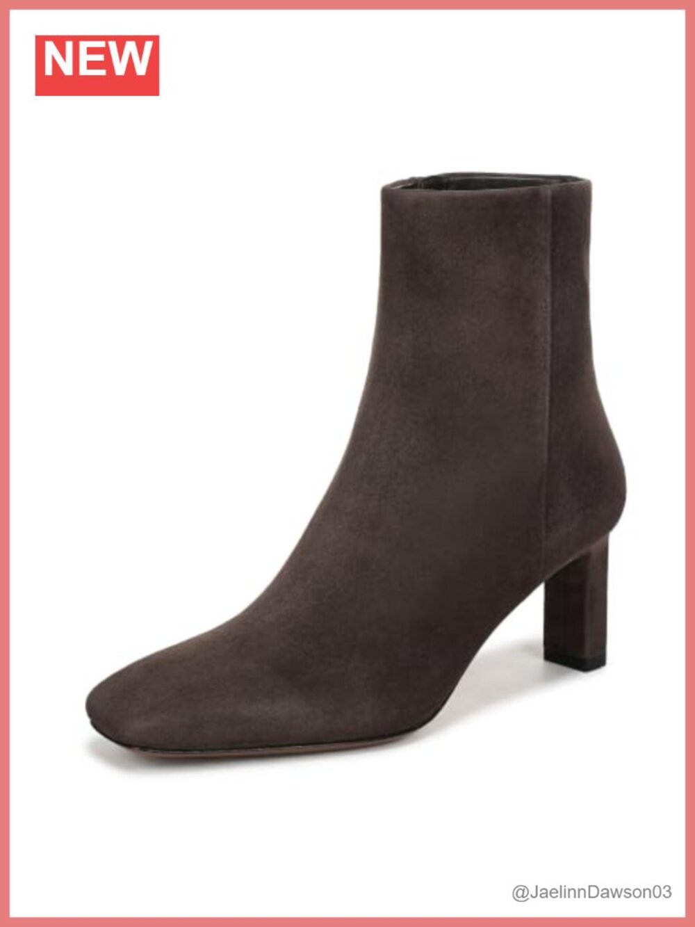 Womens Valetta Suede Ankle Bootie Square Toe Block Heel Zip
